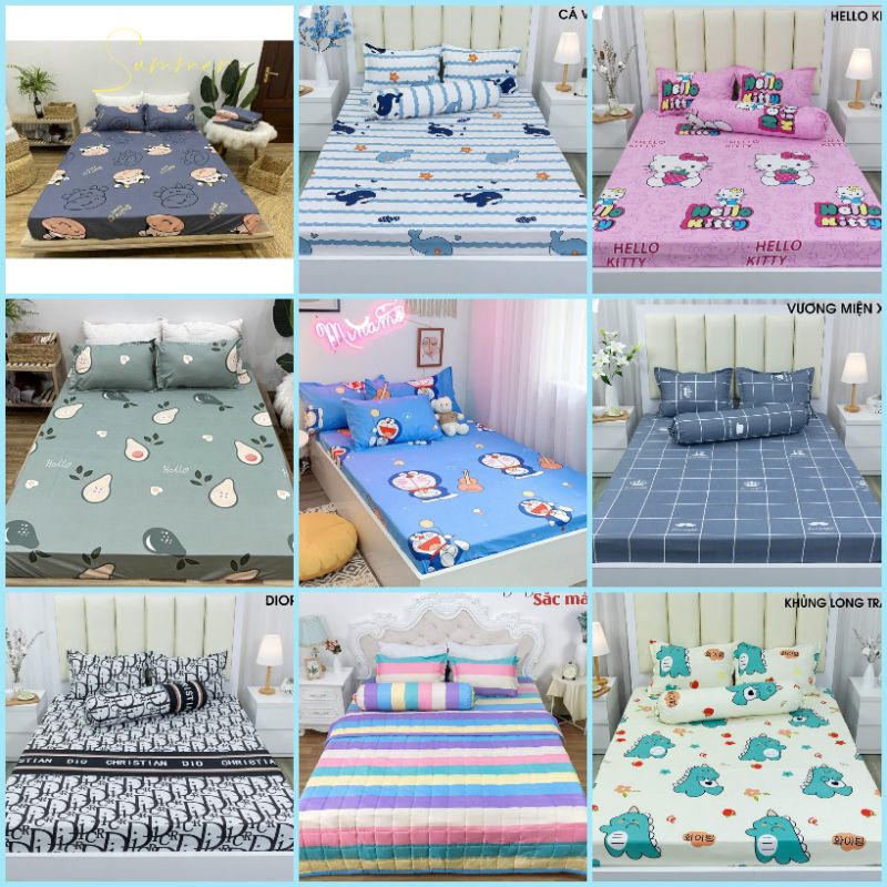 Bộ ga giường và vỏ gối Cotton Poly - Decor phòng ngủ với ga giường cotton siêu đẹp