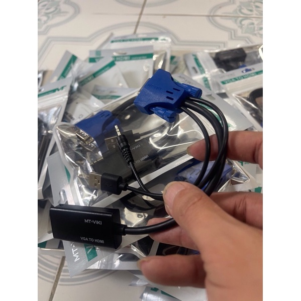 Dây Cáp Chuyển Đổi Tín Hiệu VIKI-LINK Từ VGA Sang HDMI Dài 20cm Có Audio Dùng Cho Máy Tính Để Bàn, Laptop Máy Chiếu Tivi