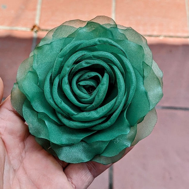 Hoa cài áo vải voan size 9cm, phụ kiện trang trí áo váy