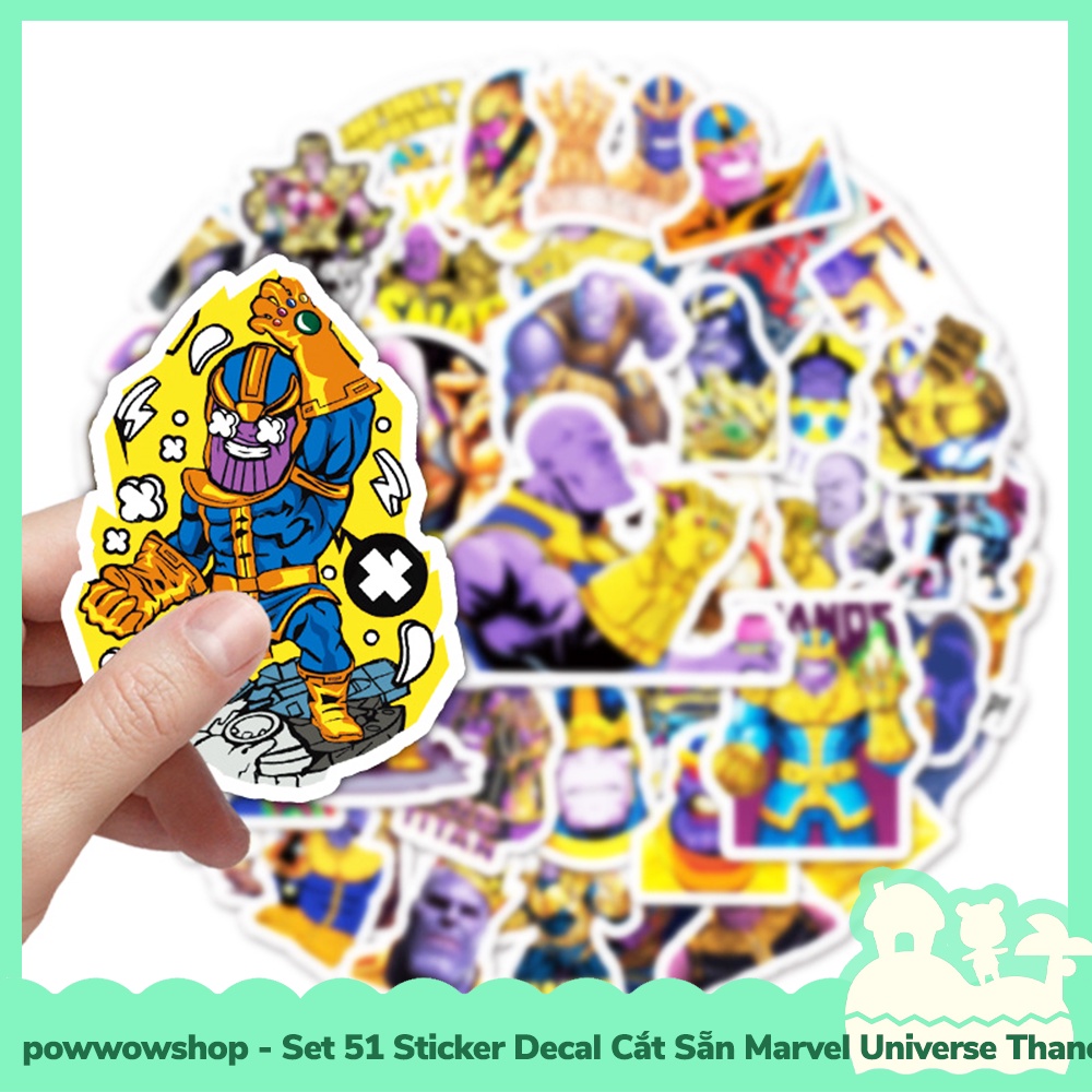 [Sẵn VN - Hỏa Tốc] Set 51 Sticker Mini Decal Dán Trang Trí Vật Dụng Mẫu Marvel Universe Thanos Superheros