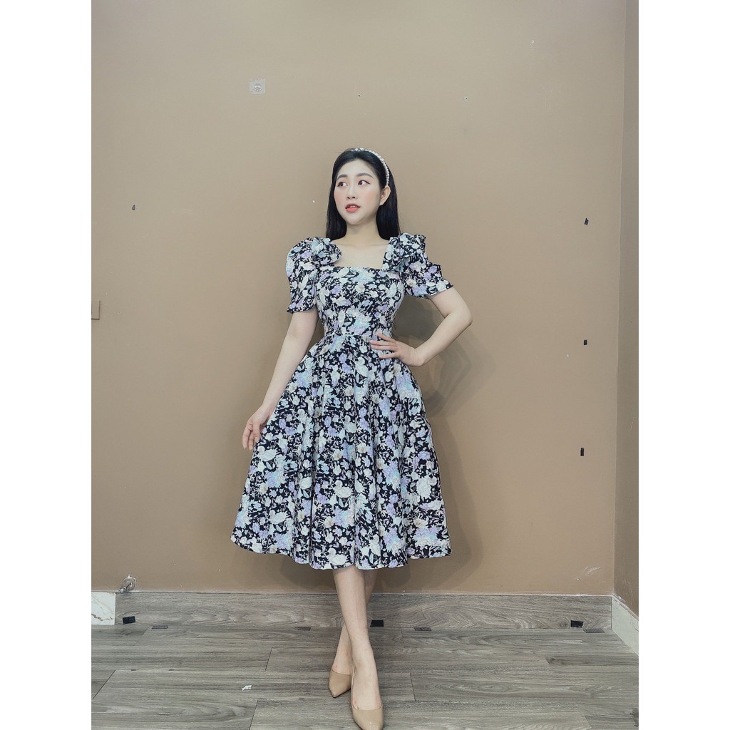 [Mã SKAMA06 giảm 8% tối đa 50K đơn 250K] Monoco- Váy cô vuông đính nơ 2 bên vai -8504 | BigBuy360 - bigbuy360.vn