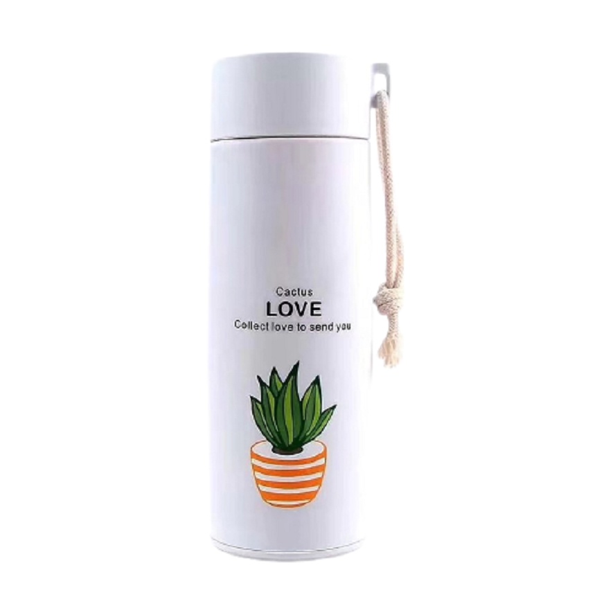 Bình nước thủy tinh 400ml họa tiết xương rồng dễ thương No.101238