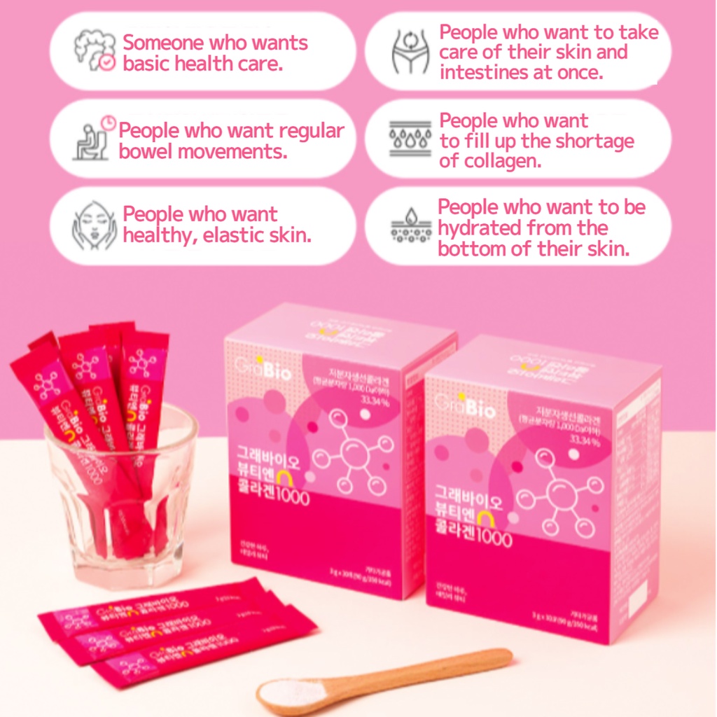 /Date 8/2022/ Bột Collagen làm đẹp da chống lão hóa Grabio Beauty N Collagen 1000_Mỹ phẩm Hàn Quốc chính hãng
