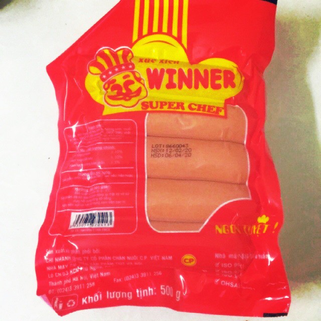 [Mã GROSALEHOT giảm 8% đơn 250K] XÚC XÍCH CP WINNER 500G