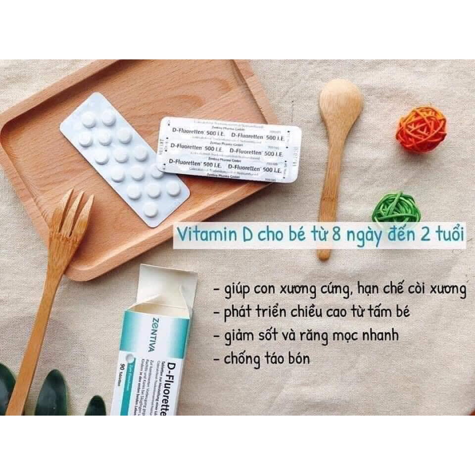 Viên Vitamin D3 Đức ⚡ CAM KẾT CHUẨN AUTH ⚡ Vitamin D Fluoretten 500 I.E bổ sung cho trẻ sơ sinh và trẻ nhỏ - Nội địa Đức