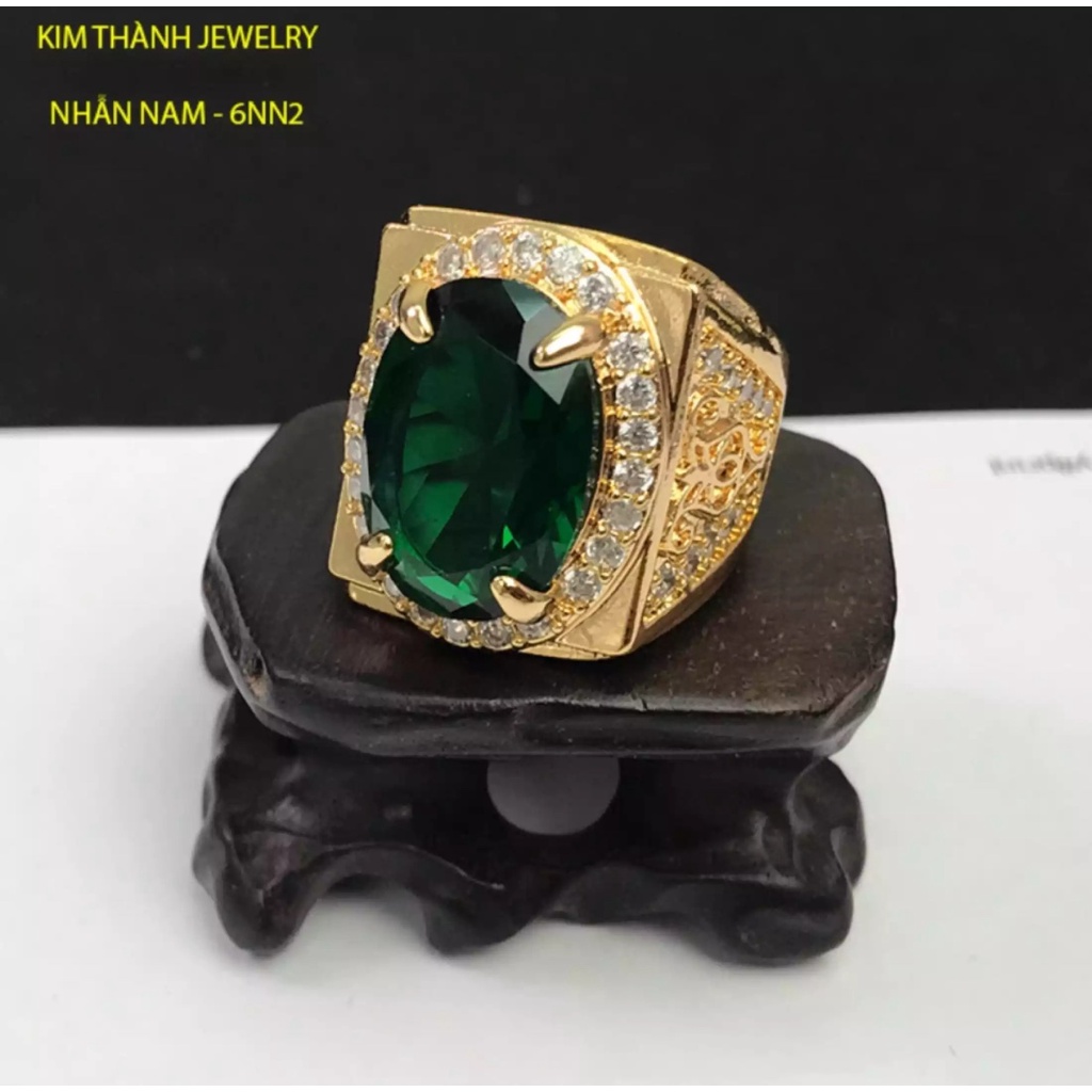 Thời Trang Nhẫn Nam Đính Đá Mạ Vàng Phong Cách Vintage