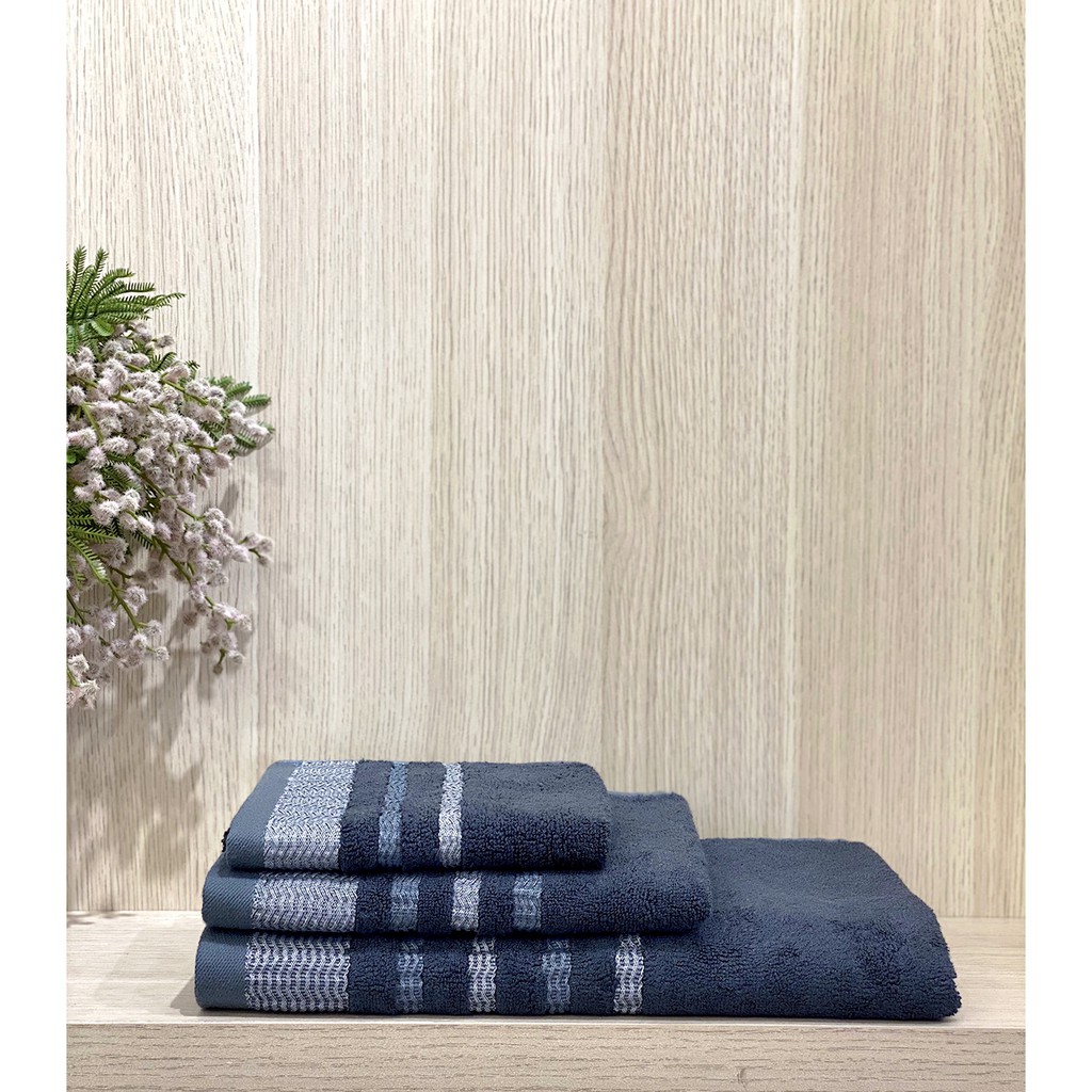 Bộ 3 khăn sợi tre Bamboo NIN House - Navy mềm mại sau nhiều lần giặt