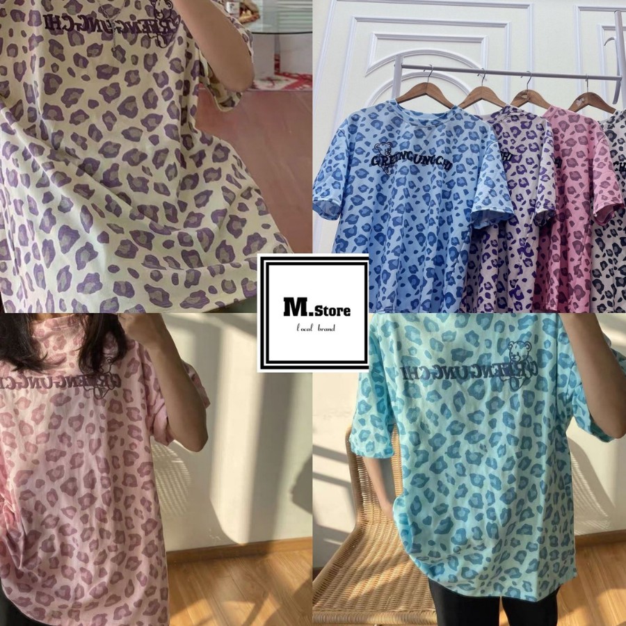 Áo Thun Họa Tiết Da Báo Chất Liệu Su Mềm Tay Lỡ Phom Suông Rộng Unisex Nam Nữ có Ảnh Thật và Video M.Store