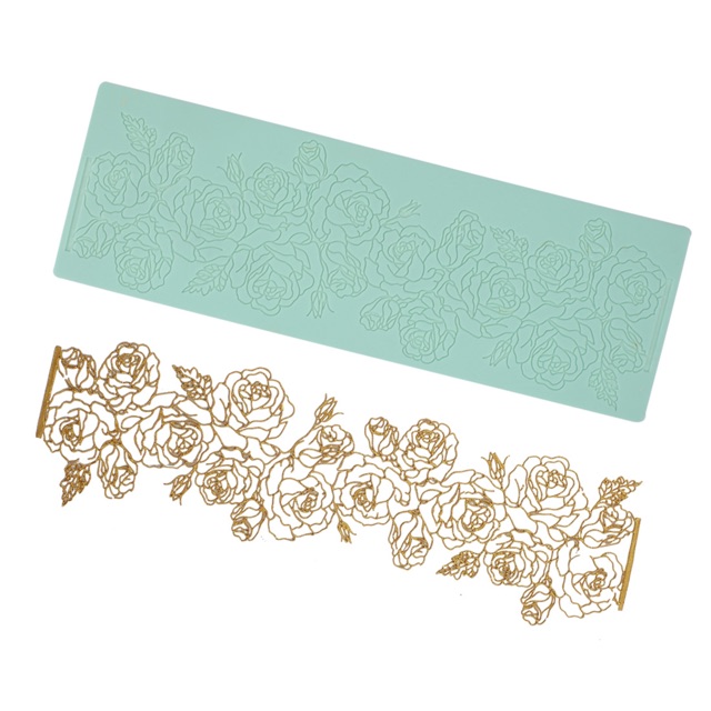 Khuôn silicon làm ren hoa hồng kt 25.3x10.5cm