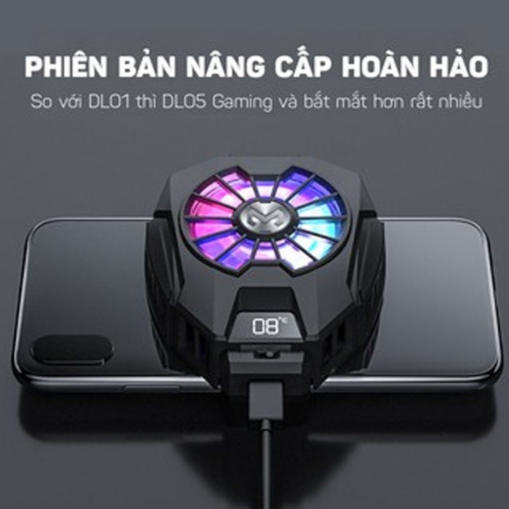 Quạt tản nhiệt điện thoại MEMO DL05 - Siêu lạnh, hiển thị nhiệt độ, LED RGB, Kẹp thu vào 2 chiều - làm mát bằng sò lạnh