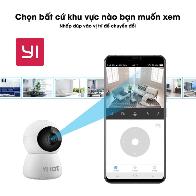 Camera Wifi YI PDB208 chính hãng, độ phân giải 2.0Mpx FULLHD 1080P, kèm thẻ nhớ 128GB