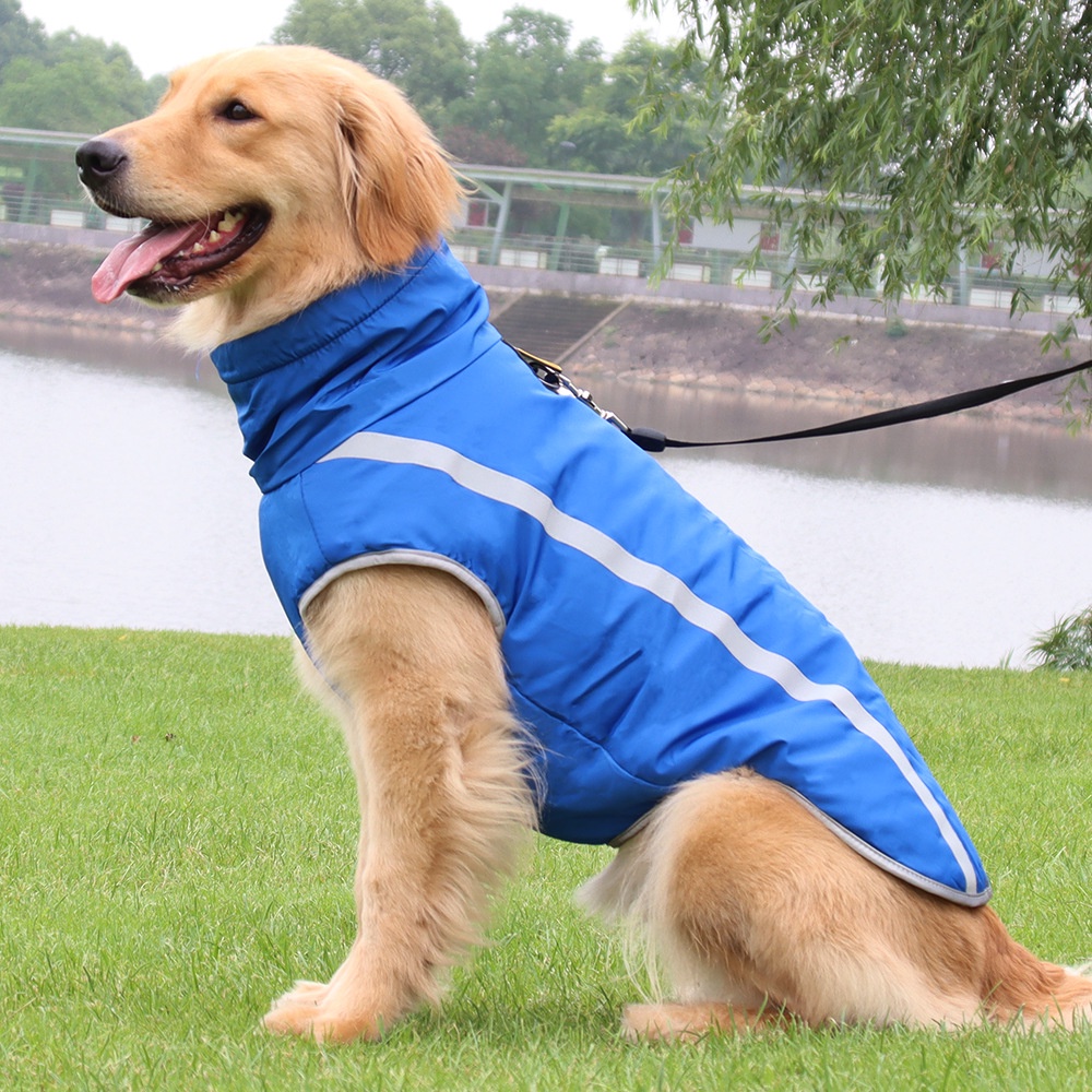 Áo khoác cho chó lớn Yeupet 3 lớp có viền phản quang phát sáng áo cho chó lớn mùa đông cao cấp