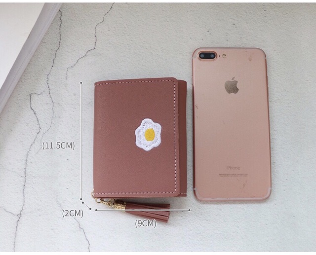 Ví nữ ngắn thêu trứng ốp la cute dễ thương nhỏ gọn bỏ túi thời trang Tom House | BigBuy360 - bigbuy360.vn