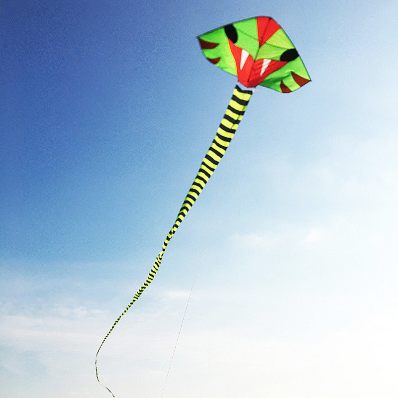 Diều tam giác thiết kế hình rắn lục đuôi dài độc đáo kích thước 15/30 mét
