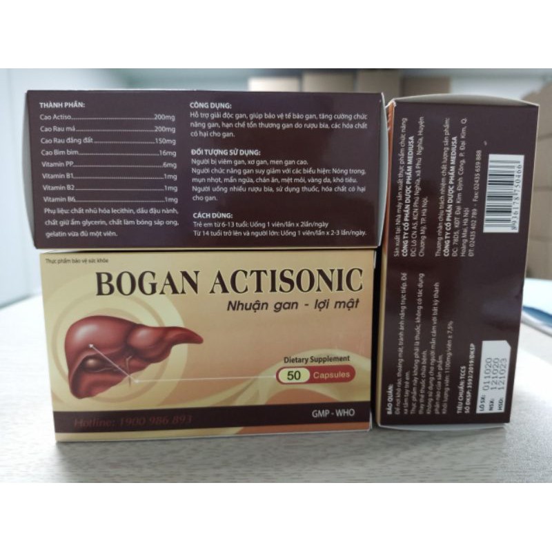 Bogan Actisonic Giải độc gan, bảo vệ tế bào gan, tăng cường chức năng gan Hộp 50 viên
