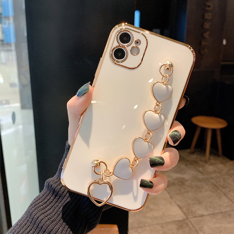 Ốp điện thoại gắn vòng tay trái tim thích hợp cho Iphone 11 Pro Max 7 8 6 6s Plus X S Max Xr Se 2020