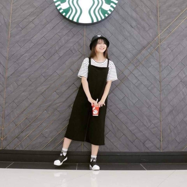 Sét yếm quần ống rộng Kaki K&amp;A