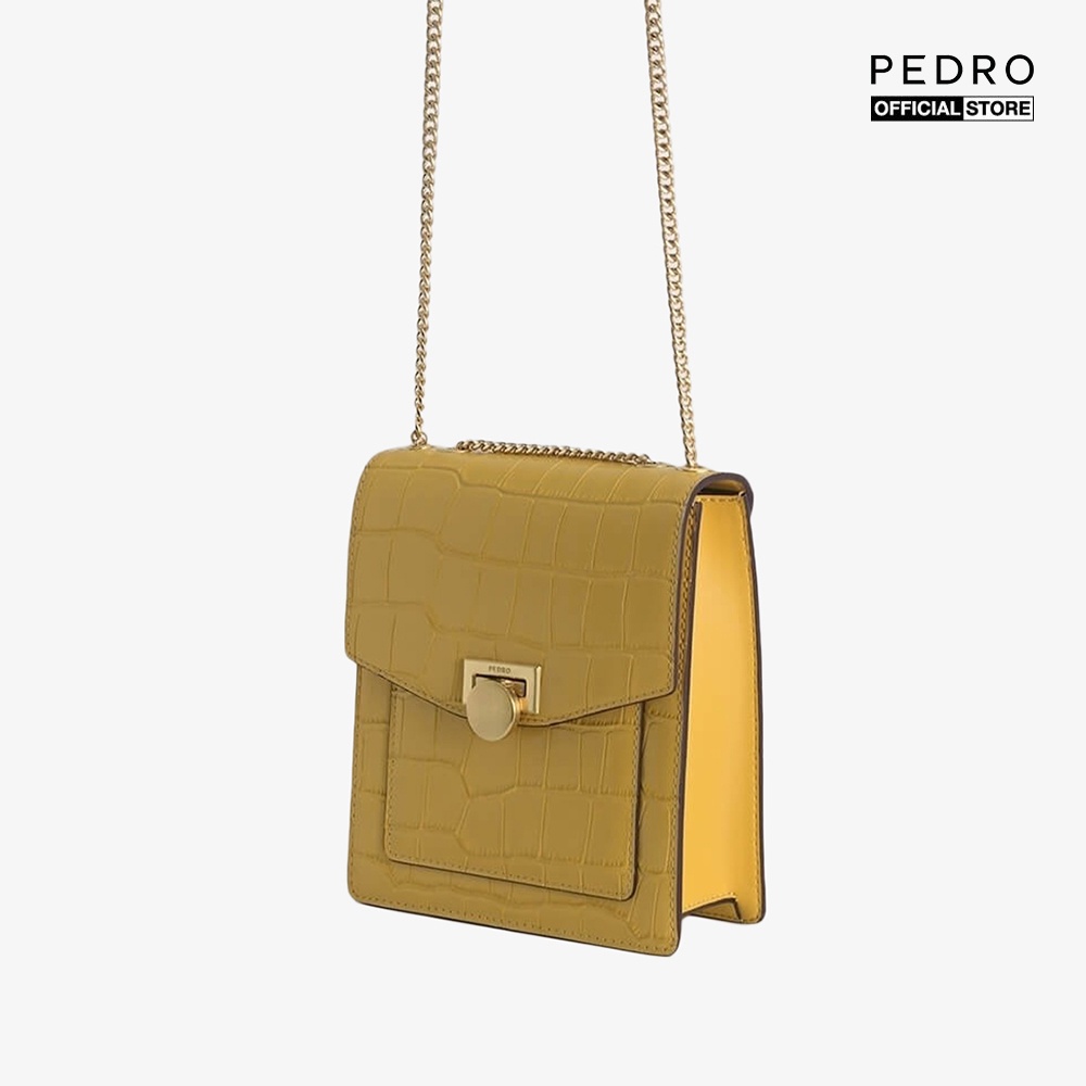 PEDRO - Túi đeo chéo nữ phom vuông Croc Effect Leather Shoulder PW2-76610043-23