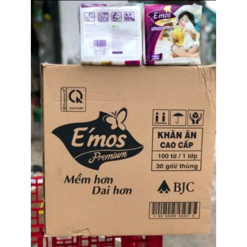 Sỉ Thùng giấy ăn Emos 30 gói/Thùng 1 lớp *100 tờ