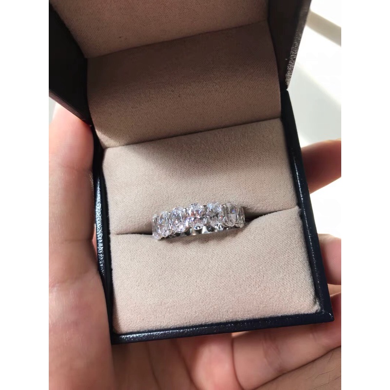 Nhẫn nữ bạc Ý S925 MiASJ N187 đính đá hình trám sang trọng, cao cấp