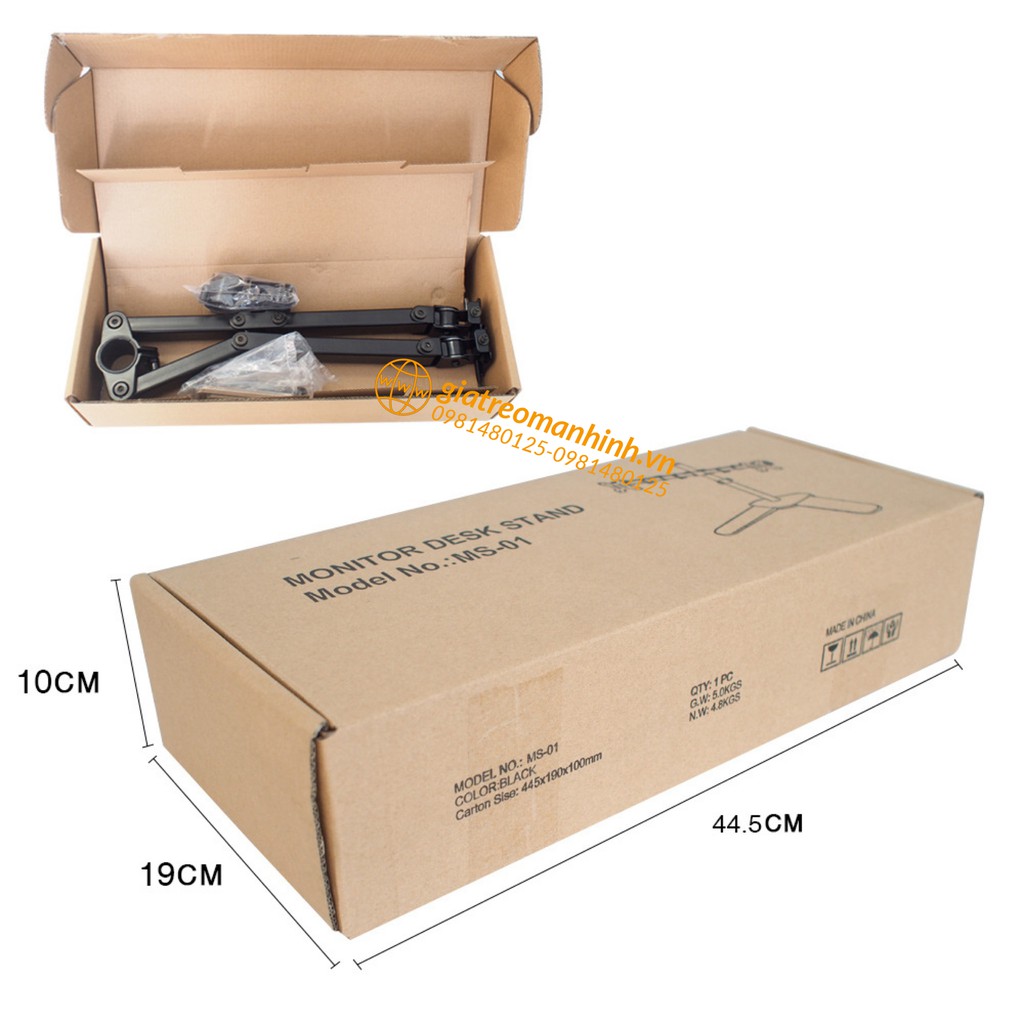 Giá Treo 2 Màn Hình M042 Cao Cấp 17-27 Inch / Tải Trọng 8Kg - Thiết Kế Chân V Để Bàn