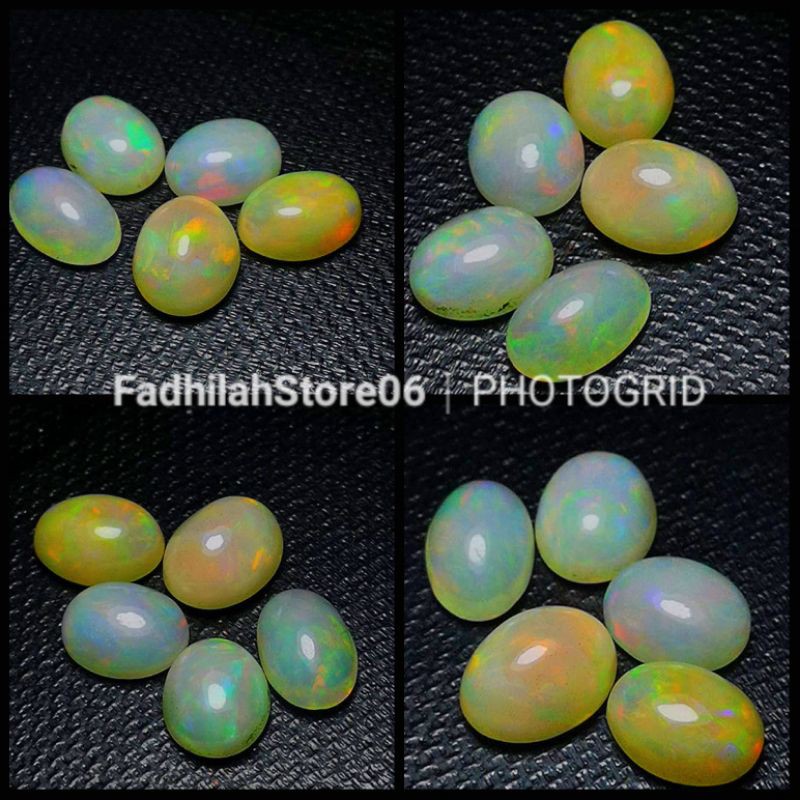 Bộ 5 Viên Đá Opal Tự Nhiên Màu Trắng