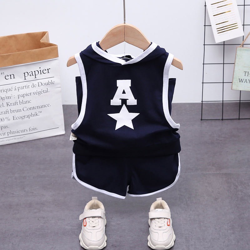 Đồ Bộ Cho Bé Trai Bộ Sát Nách In Chữ A Ngôi Sao Chất Cotton Cao Cấp - Moobaby shop