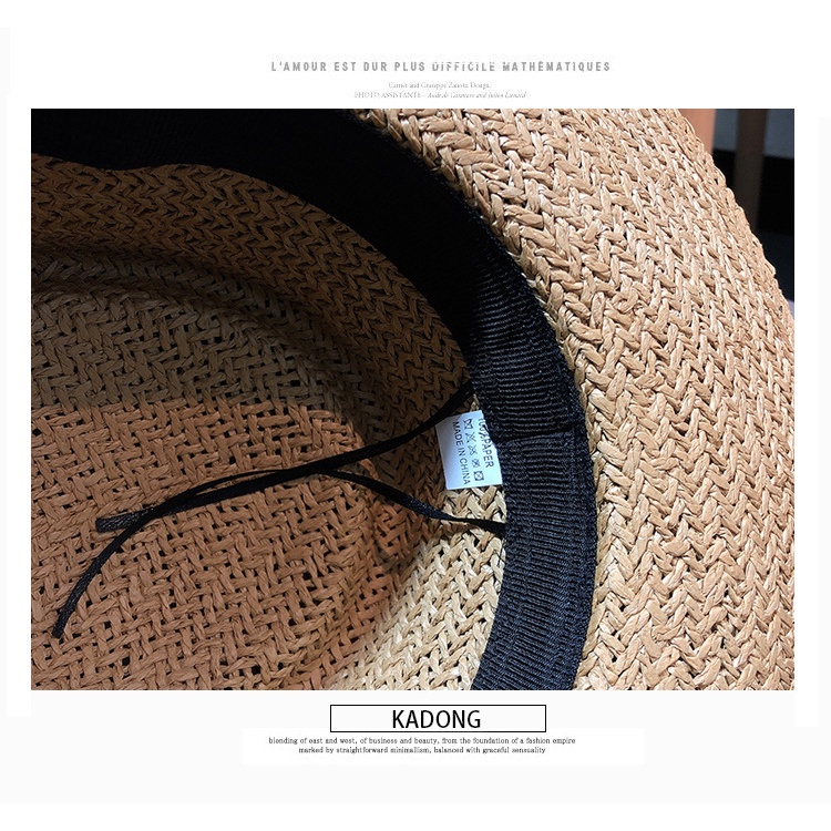 Mũ cói nữ mũ gaucho gắn ruy băng xếp nếp đai trắng đen form cứng hàng QC hot 2022