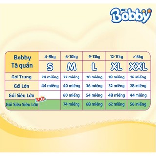 [Tặng 8 Miếng] Tã Quần Bobby Đệm Thấm Lưng Mồ Hôi size M76 miếng