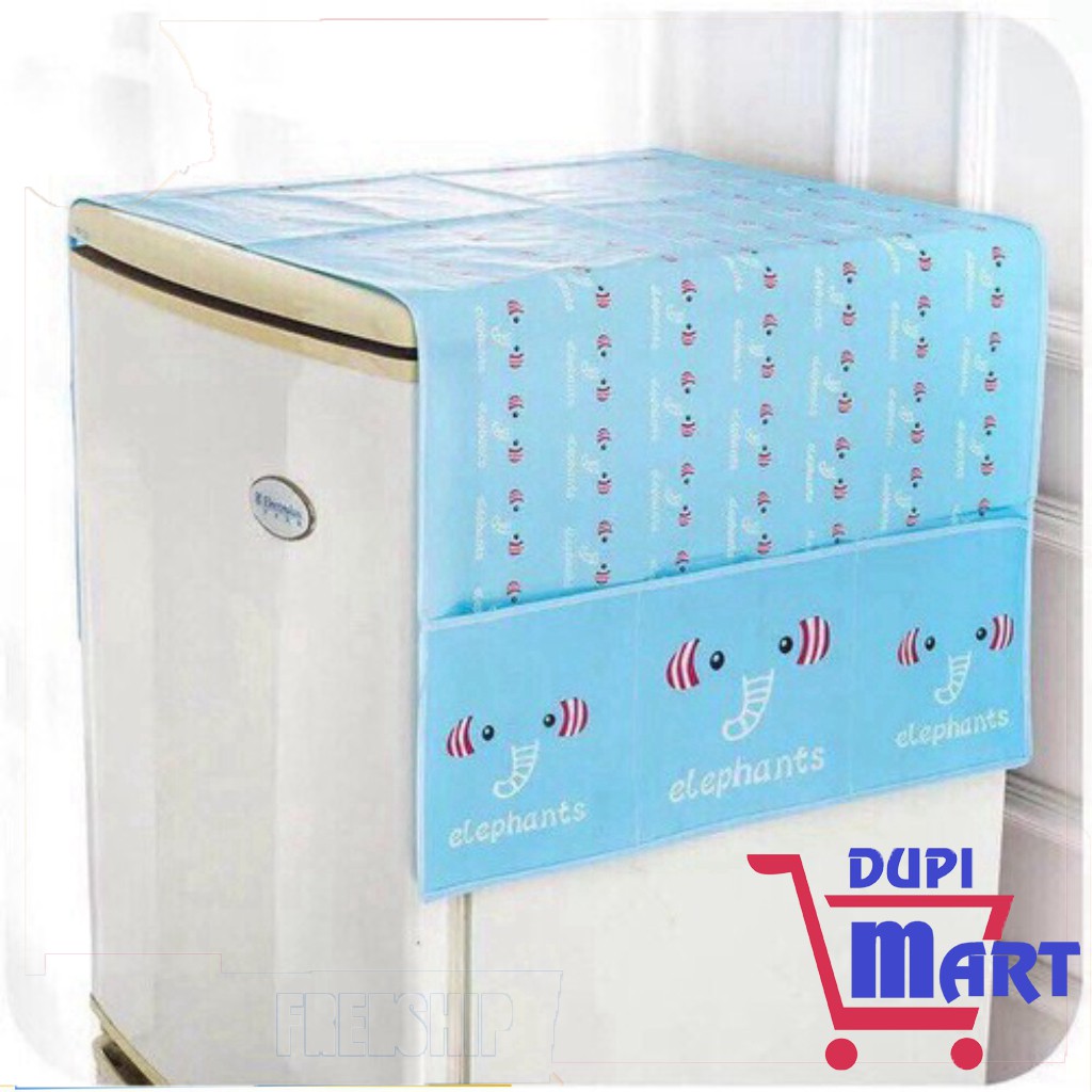 [TIỆN ÍCH] Tấm phủ tủ lạnh có túi đựng 2 bên tiện lợi vải chống thấm nước chống bụi - DupiMart