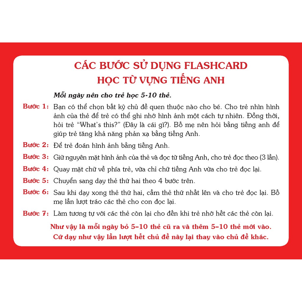 Sách - English Flashcards for kids (Bộ thẻ Tiếng Anh)- Dạy Trẻ Theo Phương Pháp Glenn Doman