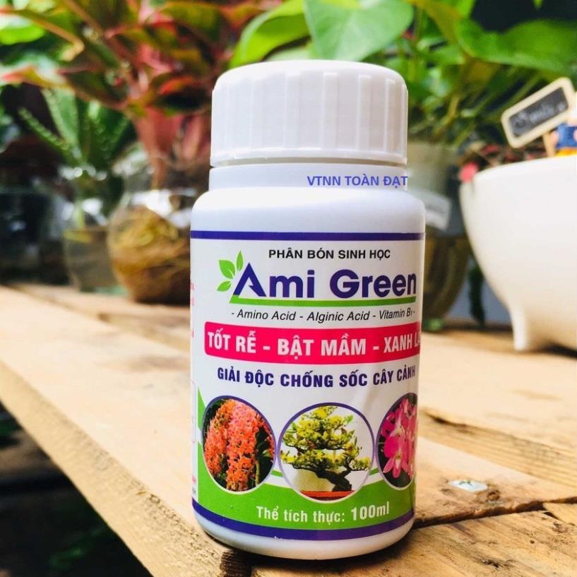 Phân Bón Lá Sinh Học Ami Green - Phân hữu cơ Sinh Học Ami Green - Tốt Rễ Bật Mầm Xanh Lá ( chai 100ml)