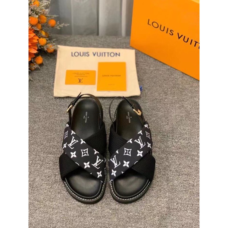 Dép sandal, dép thời trang da thật cao cấp LV Louis Vuitton họa tiết monogram siêu xinh
