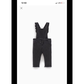 Quần yếm bé gái denim ráp bèo nhún