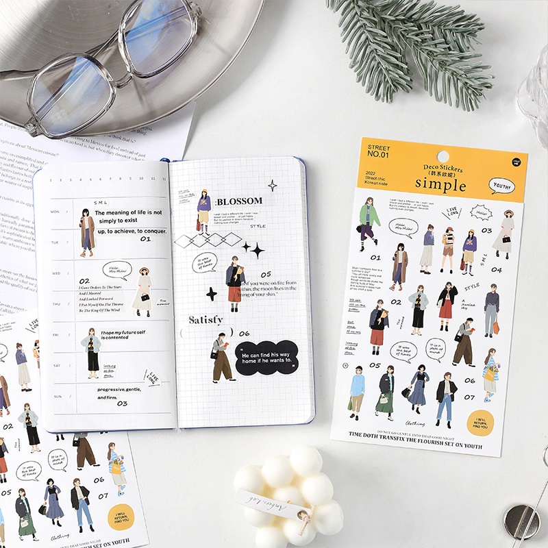 Flowertree 1 Sticker Dán Hình Cô Gái Đường Phố Trang Trí Scrapbook