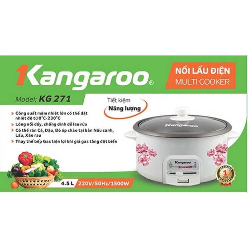 👒 NỒI LẨU ĐIỆN KANGAROO ( KG 271 )