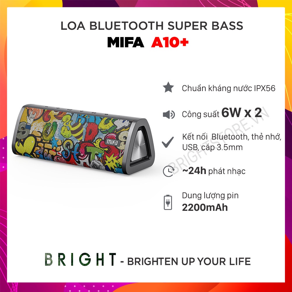 ▬Loa Bluetooth MIFA A10+ Super Bass ( Phiên Bản Nâng Cấp Của A10) - Hàng Chính Hãng
