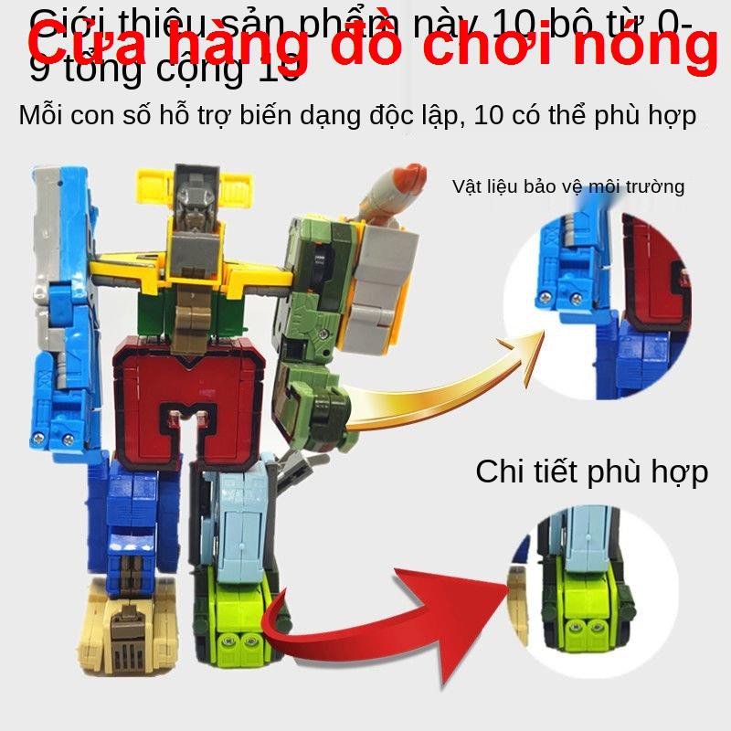 0-9 Đồ chơi chuyển đổi kỹ thuật số Xe ô tô kết hợp Robot King Kong Trí tuệ cậu bé Câu đố trẻ em Sáng tạo trọn bộ <