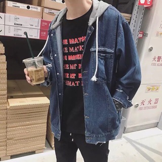 Áo khoác Jeans phối nón xám siêu cute