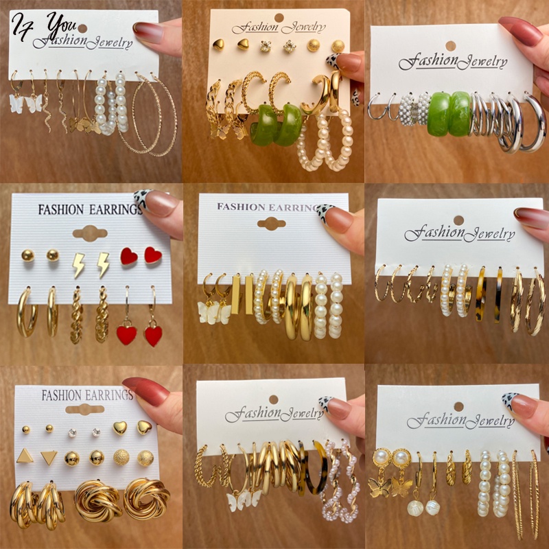 Set khuyên tai AY dáng dài tạo hình độc đáo dành cho nữ