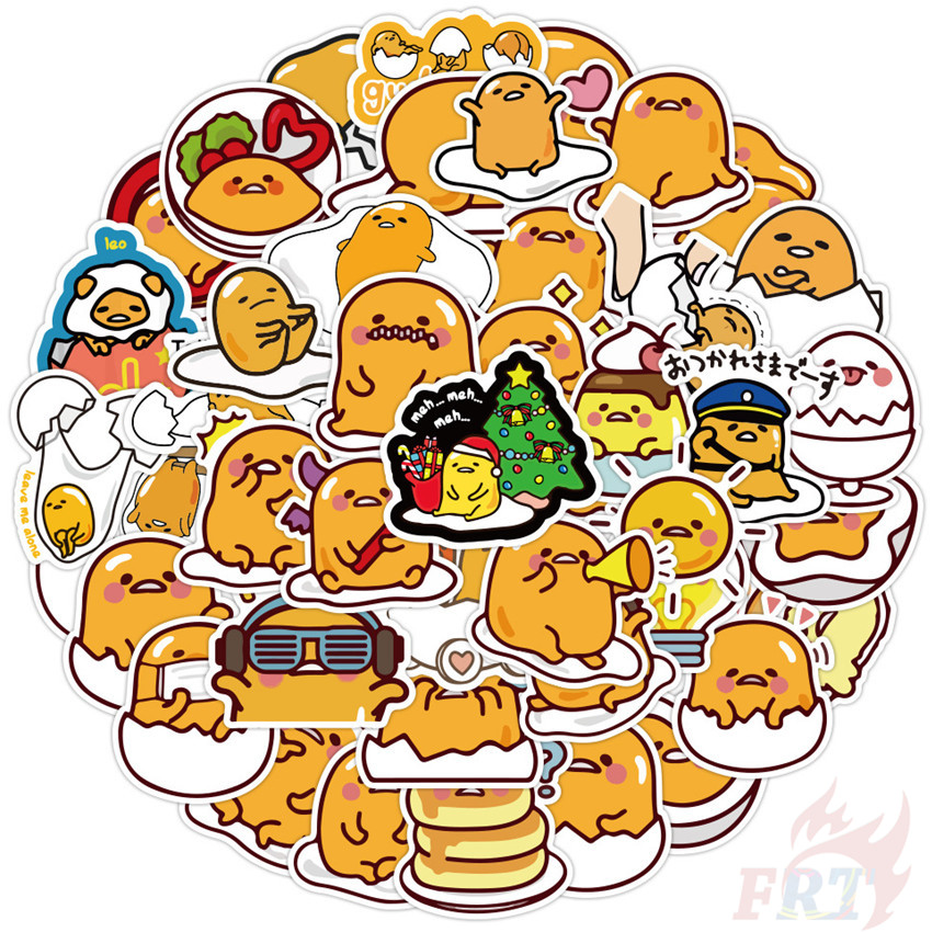 Set 60 miếng dán họa tiết Gudetama - 01 Anime thời trang trang trí ván trượt
