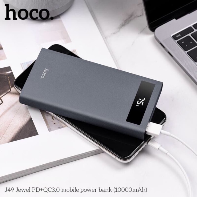 Pin dự phòng 10.000mAh hỗ trợ sạc nhanh QC3.0 Hoco J49 Jewel PD đầu ra kép USB/ Type-C và đầu vào Micro-USB/Type-C