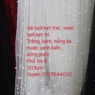 vải lưới hạt trai -voan lưới hạt tri