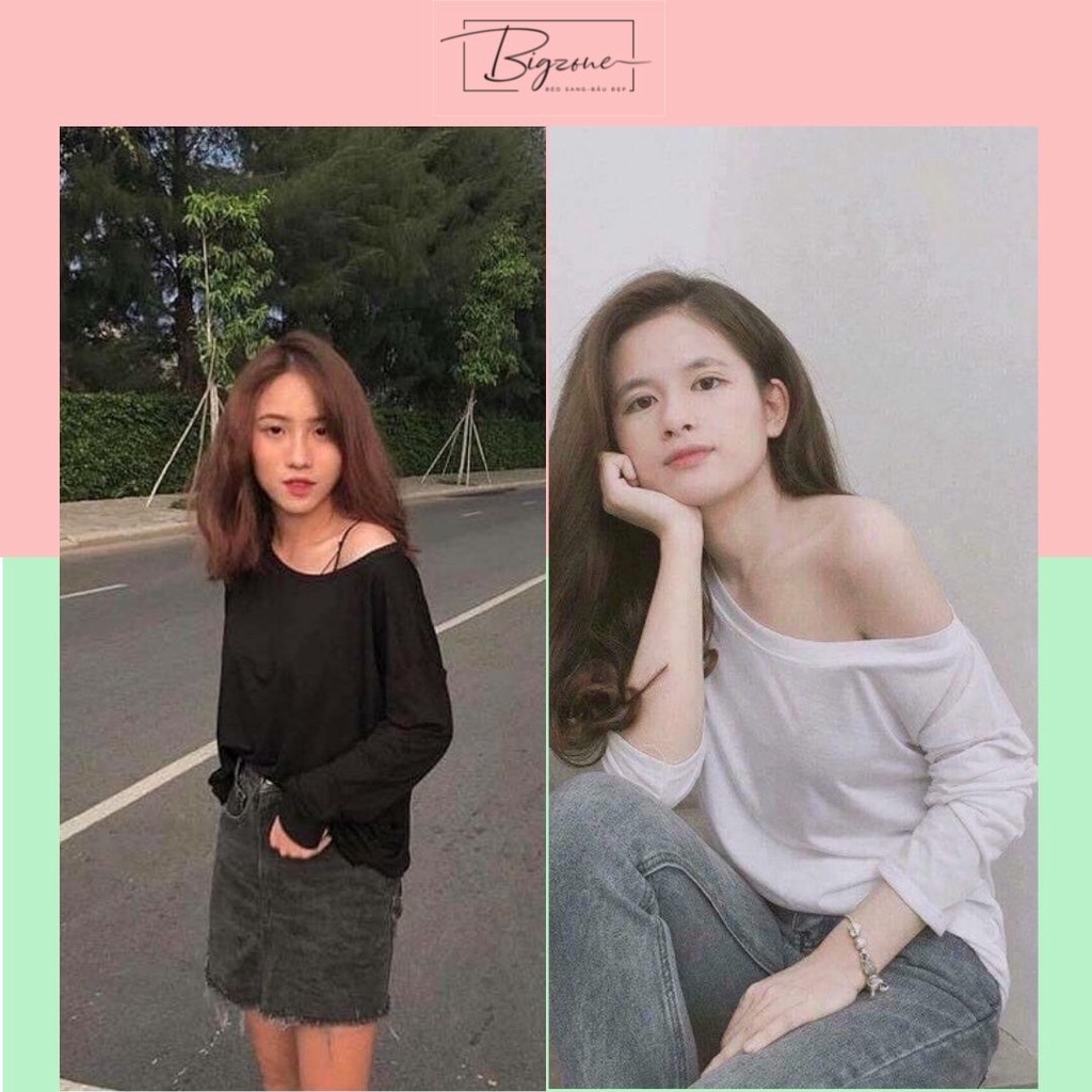 Áo trễ vai bigsize trắng đen chất thun mềm thu đông 40-75kg
