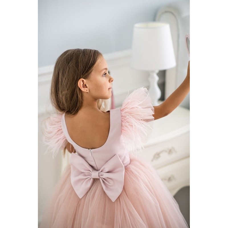 ĐẦM CÔNG CHÚA DÀI HỒNG NUDE CHO BÉ