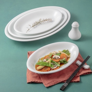 Đĩa xoài ảo Long Phương - Đĩa bầu dục sâu lòng bằng sứ size từ 25cm đến 40cm