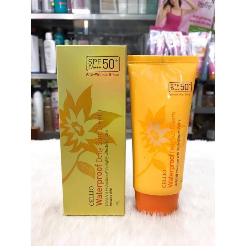 KEM CHỐNG NẮNG DƯỠNG DA CELLIO SPF 50PA+ CREAM TEA WHITENING SUN CREAM 70G