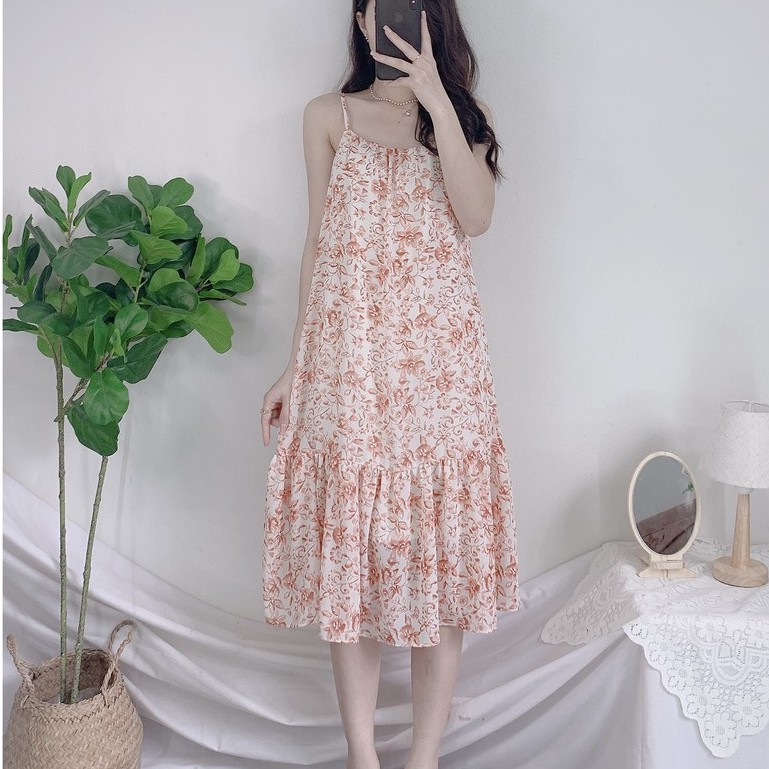 Váy 2s hoa nhí đuôi cá nữ - Đầm voan 2 dây tăng đơ điểu chỉnh có lớp lót SIÊU ĐẸP | BigBuy360 - bigbuy360.vn