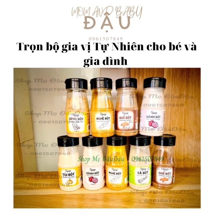 TRỌN BỘ GIA VỊ SẠCH/TỰ NHIÊN CHO BÉ VÀ GIA ĐÌNH/BỘT HÀNH TỎI QUẾ GỪNG XẢ