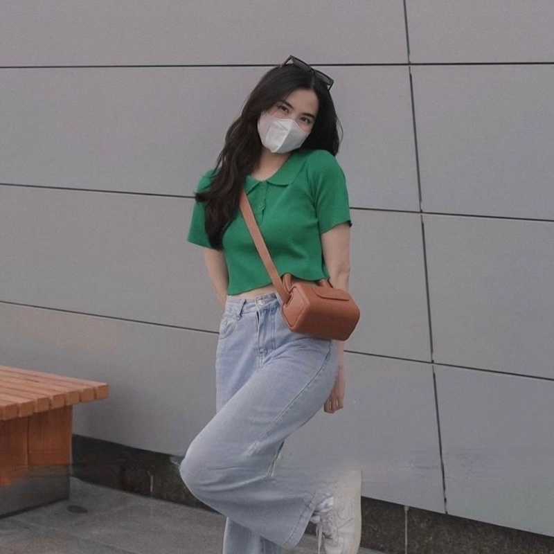 Áo croptop cổ polo (ảnh thật/ có sẵn)